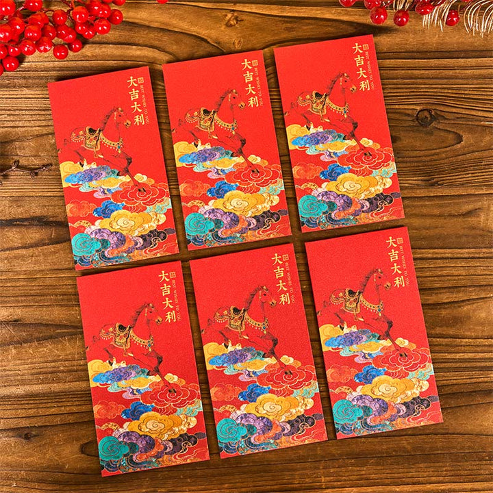 Buddha Stones Année du Cheval 2026 Bénédictions du Nouvel An 6 pièces Enveloppe rouge chinoise - Enveloppe rouge porte-bonheur - image 11