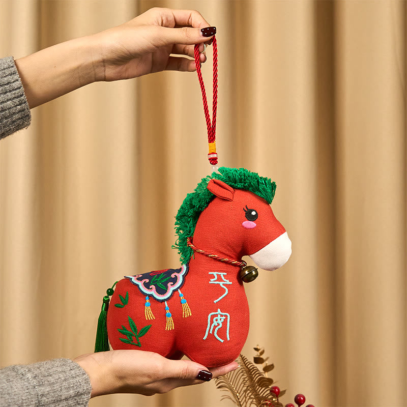 Buddha Stones Année du Cheval, fil rouge cuivré, broderie du caractère Fu, décoration de maison symbole de prospérité - image 1
