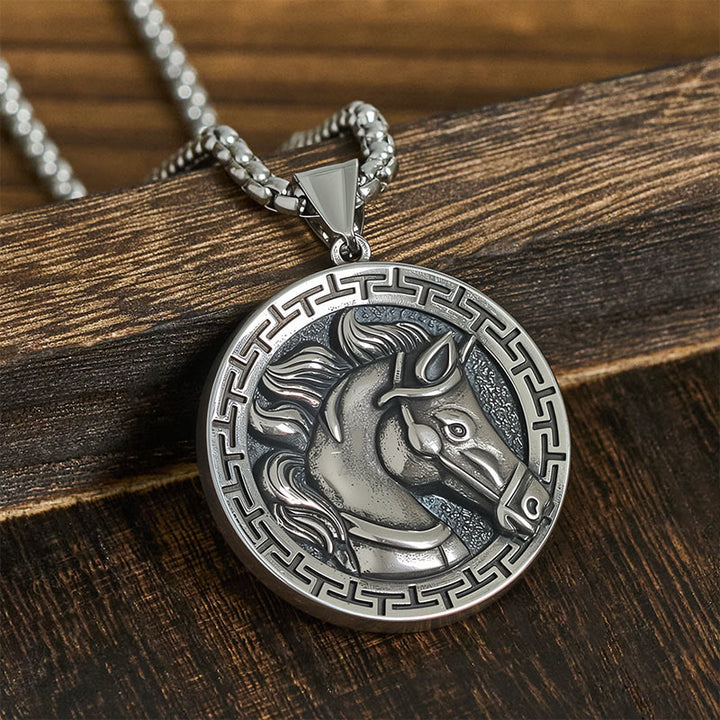 Pendentifs en acier titane et Buddha Stones, année du Cheval, pour collier d'équilibre - Cheval en acier titane - image 0