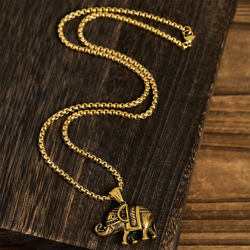 Pendentifs de collier renforcés en acier titane et Buddha Stones, éléphant - image 11