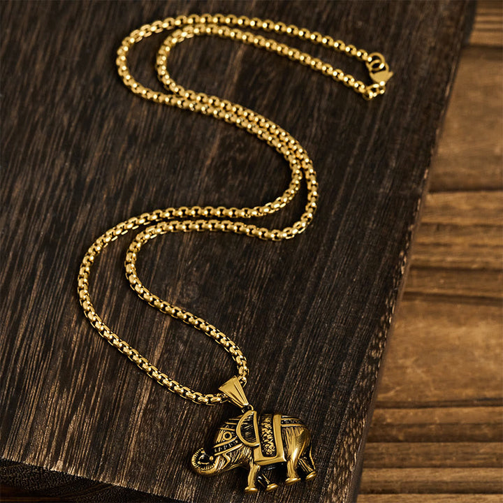 Pendentifs de collier renforcés en acier titane et Buddha Stones, éléphant - image 11