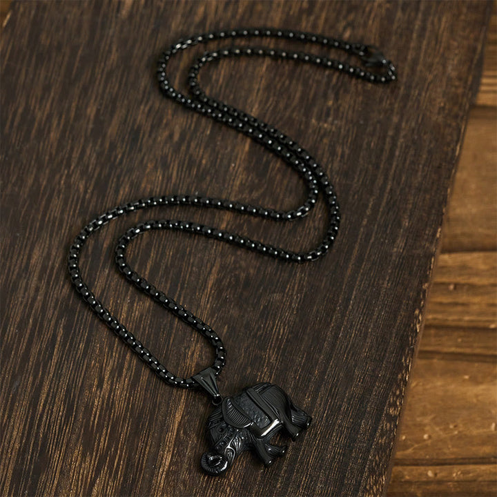 Pendentifs de collier renforcés en acier titane et Buddha Stones, éléphant - image 16