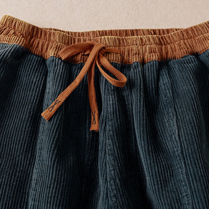 Pantalon sarouel en velours côtelé de coton contrasté Buddha Stones pour femme, doublé polaire thermique avec poches - image 30