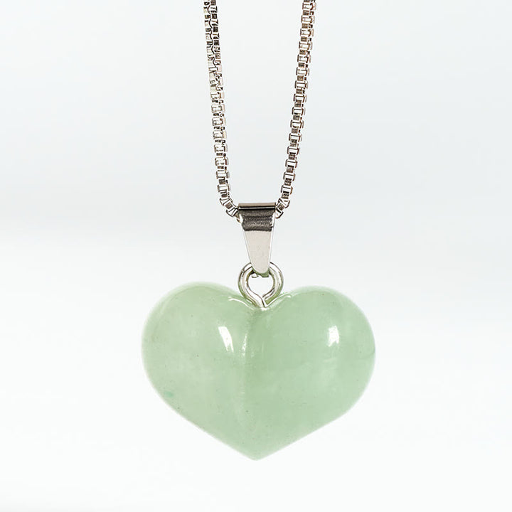 Collier pendentif en forme de cœur Buddha Stones : améthyste, topaze, cristal rose, opale, œil de tigre, cristal blanc, jaspe rouge, amazonite, aventurine verte, obsidienne noire, citrine. - Aventurine verte - image 36