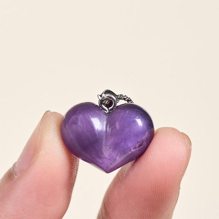 Collier pendentif en forme de cœur Buddha Stones : améthyste, topaze, cristal rose, opale, œil de tigre, cristal blanc, jaspe rouge, amazonite, aventurine verte, obsidienne noire, citrine. - image 2
