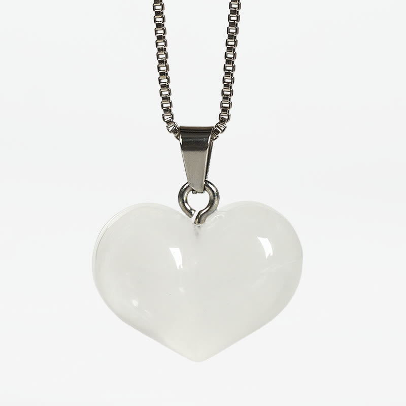 Collier pendentif en forme de cœur Buddha Stones : améthyste, topaze, cristal rose, opale, œil de tigre, cristal blanc, jaspe rouge, amazonite, aventurine verte, obsidienne noire, citrine. - Cristal blanc - image 24