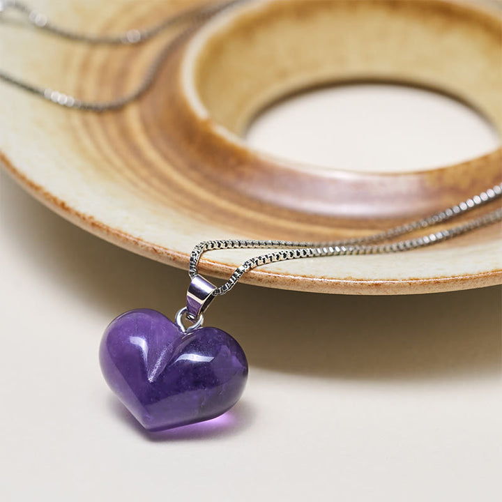 Collier pendentif en forme de cœur Buddha Stones : améthyste, topaze, cristal rose, opale, œil de tigre, cristal blanc, jaspe rouge, amazonite, aventurine verte, obsidienne noire, citrine. - image 3