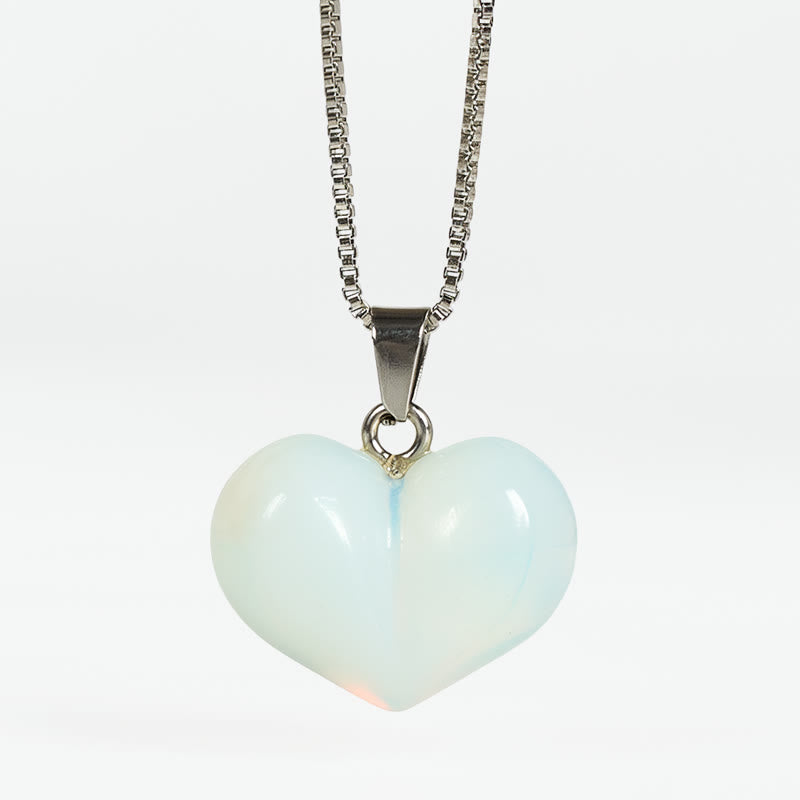 Collier pendentif en forme de cœur Buddha Stones : améthyste, topaze, cristal rose, opale, œil de tigre, cristal blanc, jaspe rouge, amazonite, aventurine verte, obsidienne noire, citrine. - Opale - image 16