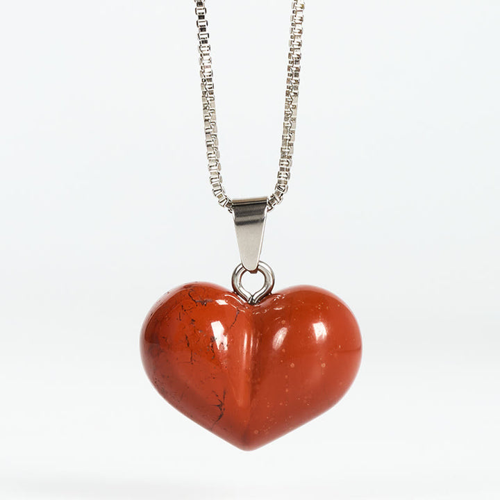 Collier pendentif en forme de cœur Buddha Stones : améthyste, topaze, cristal rose, opale, œil de tigre, cristal blanc, jaspe rouge, amazonite, aventurine verte, obsidienne noire, citrine. - Jaspe rouge - image 28