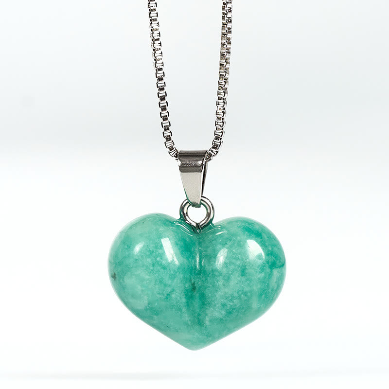 Collier pendentif en forme de cœur Buddha Stones : améthyste, topaze, cristal rose, opale, œil de tigre, cristal blanc, jaspe rouge, amazonite, aventurine verte, obsidienne noire, citrine. - Amazonite - image 32
