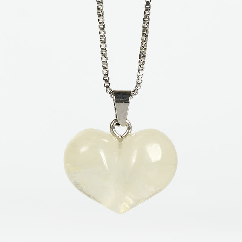 Collier pendentif en forme de cœur Buddha Stones : améthyste, topaze, cristal rose, opale, œil de tigre, cristal blanc, jaspe rouge, amazonite, aventurine verte, obsidienne noire, citrine. - Citrine - image 44