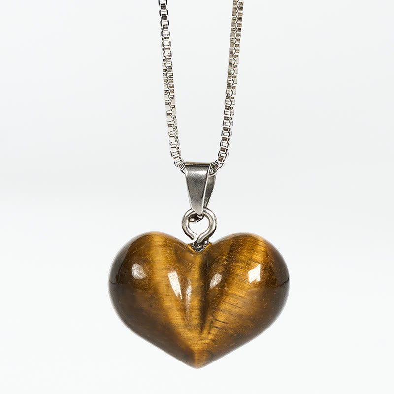 Collier pendentif en forme de cœur Buddha Stones : améthyste, topaze, cristal rose, opale, œil de tigre, cristal blanc, jaspe rouge, amazonite, aventurine verte, obsidienne noire, citrine. - Œil de tigre - image 20