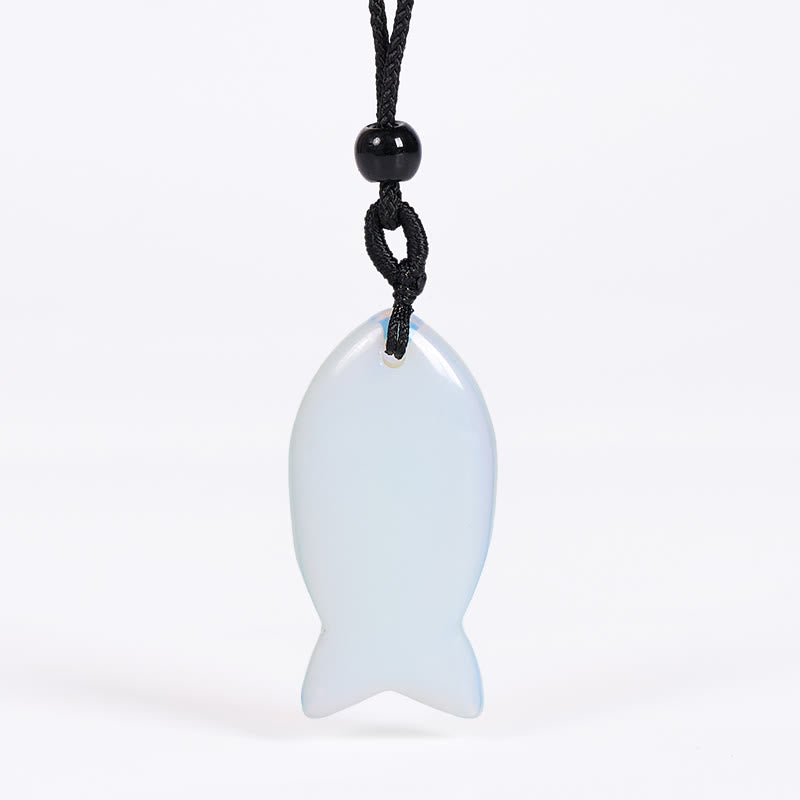 Collier pendentif en Buddha Stones , carpe koï, cristal rose, agate indienne, améthyste, topaze, jaspe rouge, symbole de succès et de chaleur. - Opale - image 55