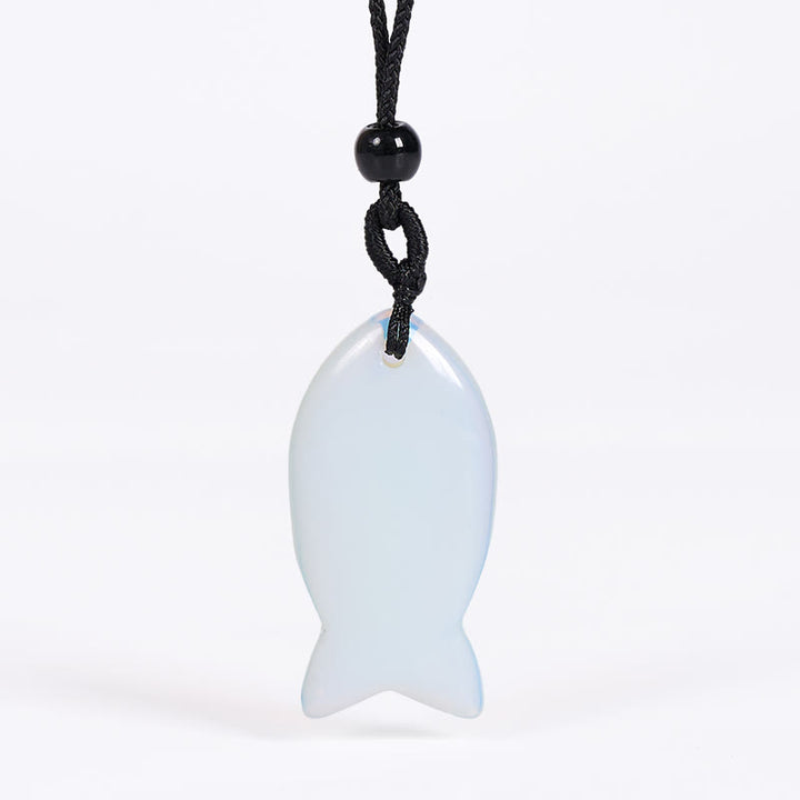 Collier pendentif en Buddha Stones , carpe koï, cristal rose, agate indienne, améthyste, topaze, jaspe rouge, symbole de succès et de chaleur. - Opale - image 55