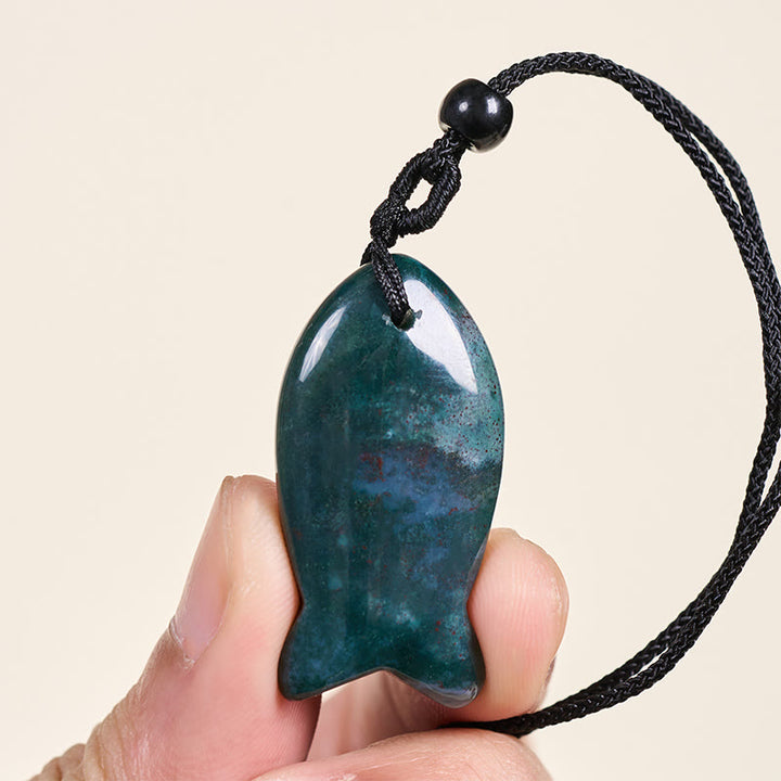 Collier pendentif en Buddha Stones , carpe koï, cristal rose, agate indienne, améthyste, topaze, jaspe rouge, symbole de succès et de chaleur. - image 7