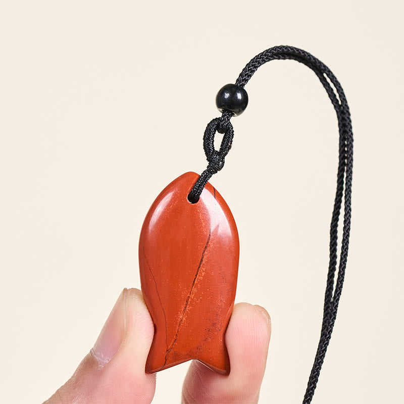 Collier pendentif en Buddha Stones , carpe koï, cristal rose, agate indienne, améthyste, topaze, jaspe rouge, symbole de succès et de chaleur. - image 19