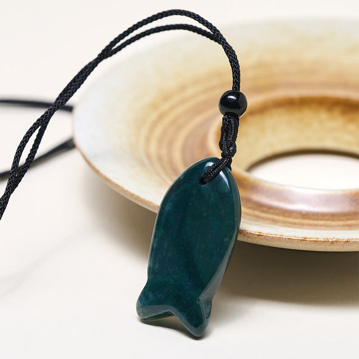 Collier pendentif en Buddha Stones , carpe koï, cristal rose, agate indienne, améthyste, topaze, jaspe rouge, symbole de succès et de chaleur. - image 8