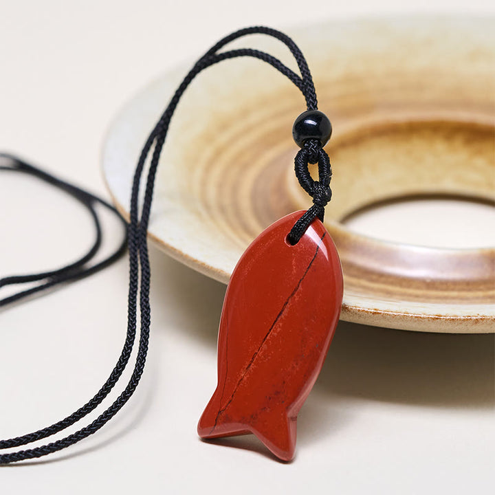 Collier pendentif en Buddha Stones , carpe koï, cristal rose, agate indienne, améthyste, topaze, jaspe rouge, symbole de succès et de chaleur. - image 20