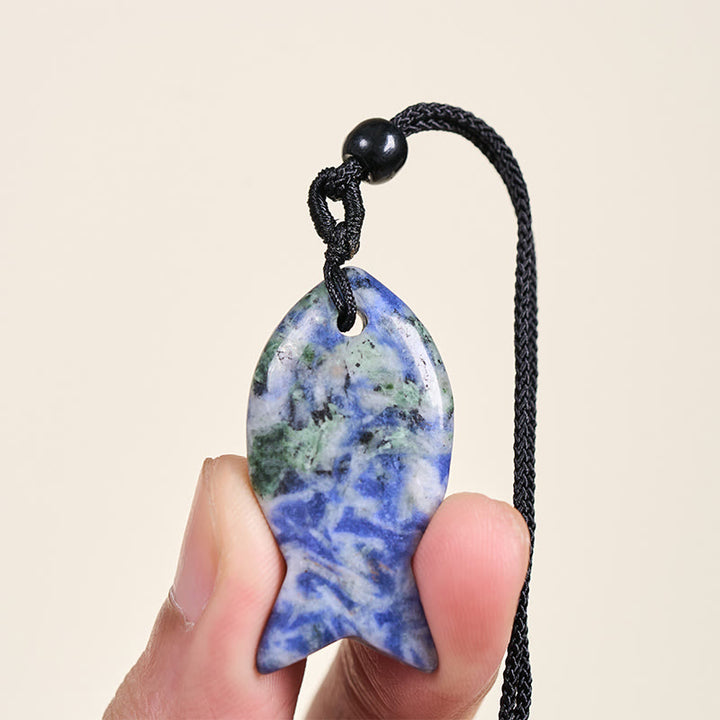 Collier pendentif en Buddha Stones , carpe koï, cristal rose, agate indienne, améthyste, topaze, jaspe rouge, symbole de succès et de chaleur. - image 40