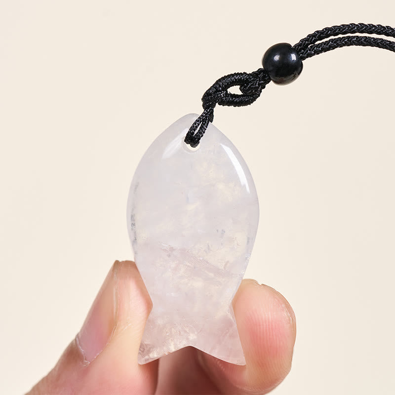 Collier pendentif en Buddha Stones , carpe koï, cristal rose, agate indienne, améthyste, topaze, jaspe rouge, symbole de succès et de chaleur. - image 48