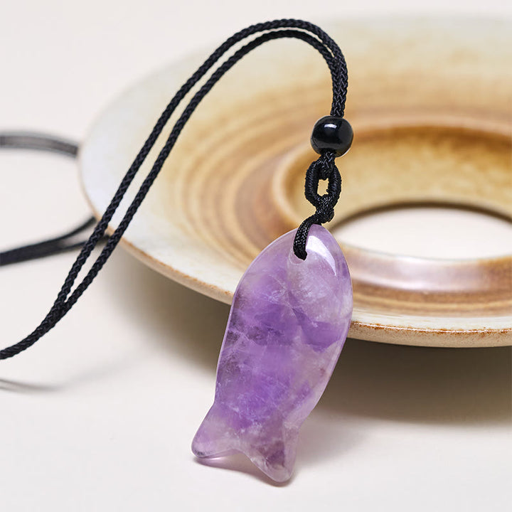 Collier pendentif en Buddha Stones , carpe koï, cristal rose, agate indienne, améthyste, topaze, jaspe rouge, symbole de succès et de chaleur. - image 53