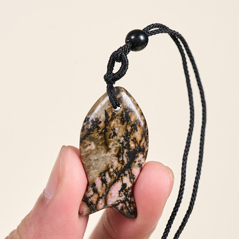 Collier pendentif en Buddha Stones , carpe koï, cristal rose, agate indienne, améthyste, topaze, jaspe rouge, symbole de succès et de chaleur. - image 27