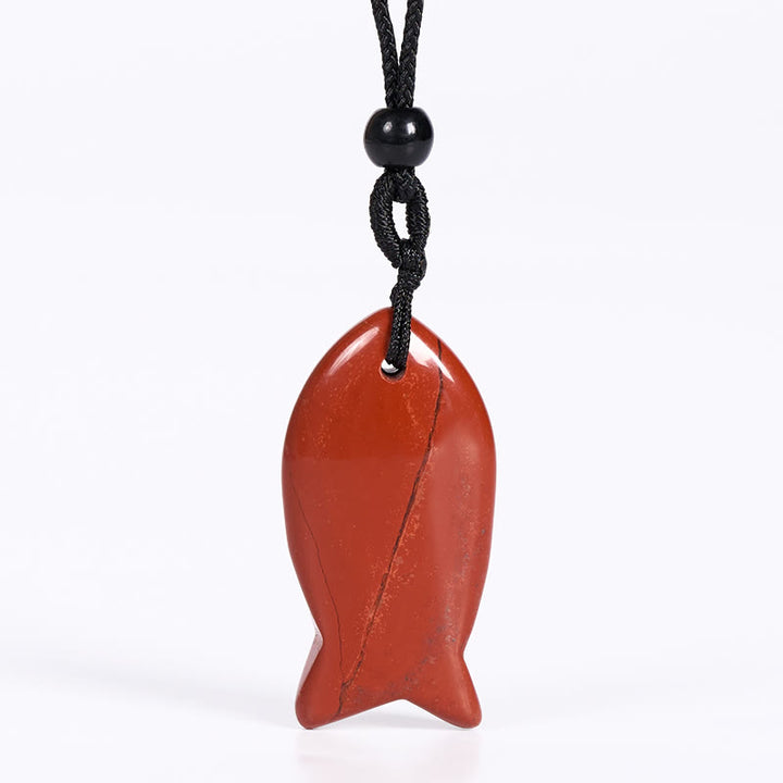 Collier pendentif en Buddha Stones , carpe koï, cristal rose, agate indienne, améthyste, topaze, jaspe rouge, symbole de succès et de chaleur. - Jaspe rouge - image 18