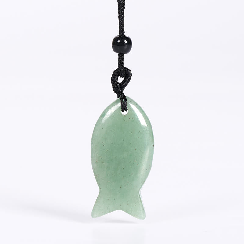 Collier pendentif en Buddha Stones , carpe koï, cristal rose, agate indienne, améthyste, topaze, jaspe rouge, symbole de succès et de chaleur. - Aventurine verte - image 43