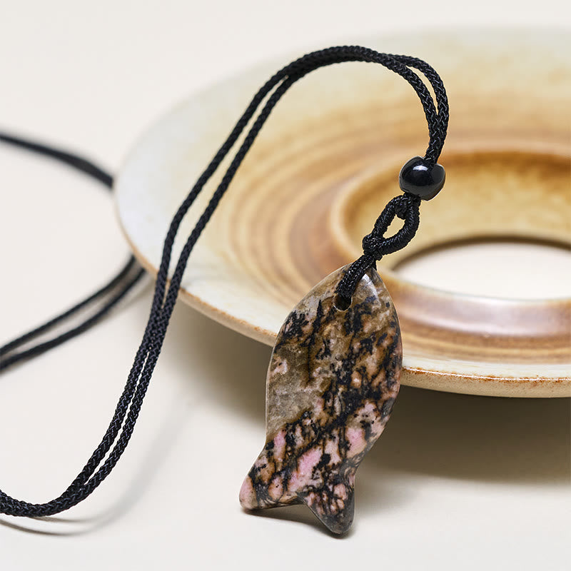 Collier pendentif en Buddha Stones , carpe koï, cristal rose, agate indienne, améthyste, topaze, jaspe rouge, symbole de succès et de chaleur. - image 28