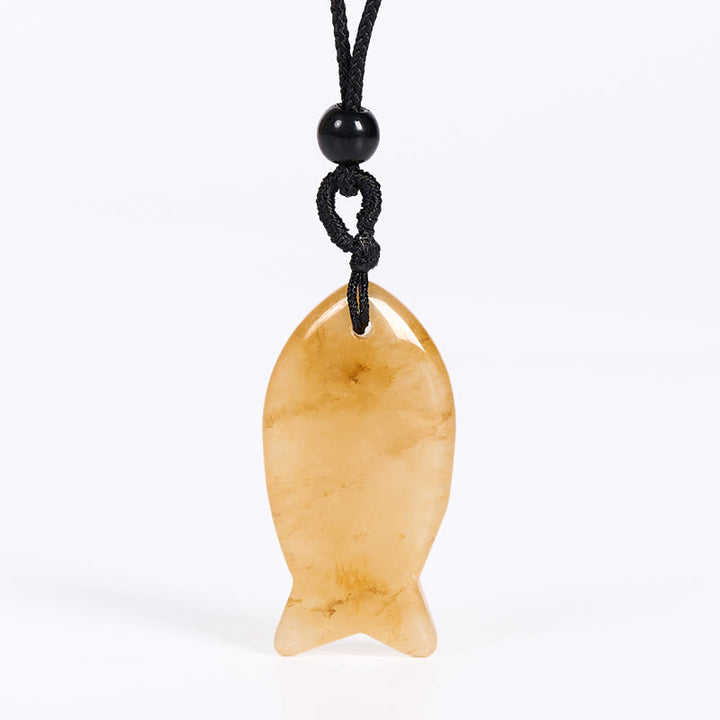 Collier pendentif en Buddha Stones , carpe koï, cristal rose, agate indienne, améthyste, topaze, jaspe rouge, symbole de succès et de chaleur. - Topaze - image 14