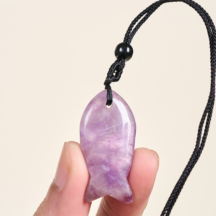 Collier pendentif en Buddha Stones , carpe koï, cristal rose, agate indienne, améthyste, topaze, jaspe rouge, symbole de succès et de chaleur. - image 52