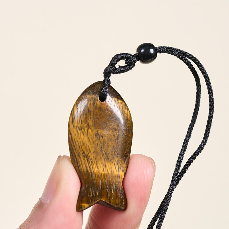 Collier pendentif en Buddha Stones , carpe koï, cristal rose, agate indienne, améthyste, topaze, jaspe rouge, symbole de succès et de chaleur. - image 31