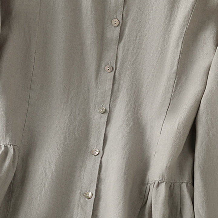 Buddha Stones Chemise à manches longues en coton uni patchwork pour femme, à boutons, idéale pour les trajets quotidiens d'automne. - image 14