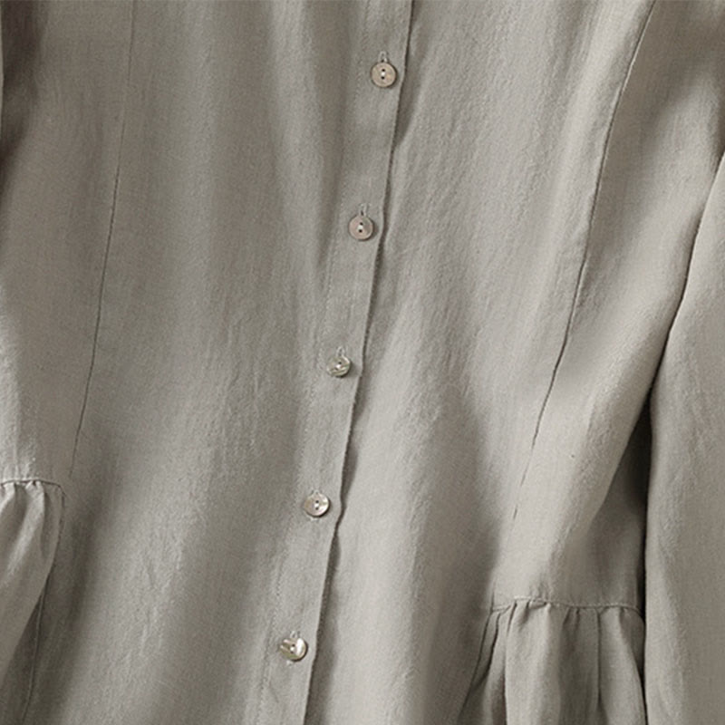 Buddha Stones Chemise à manches longues en coton uni patchwork pour femme, à boutons, idéale pour les trajets quotidiens d'automne. - image 14