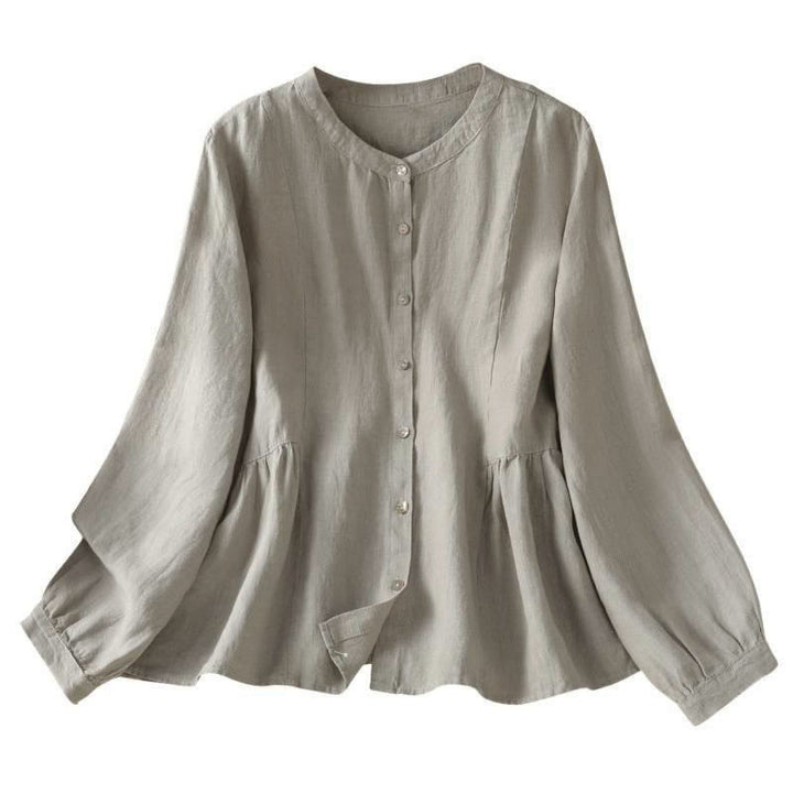 Buddha Stones Chemise à manches longues en coton uni patchwork pour femme, à boutons, idéale pour les trajets quotidiens d'automne. - image 17