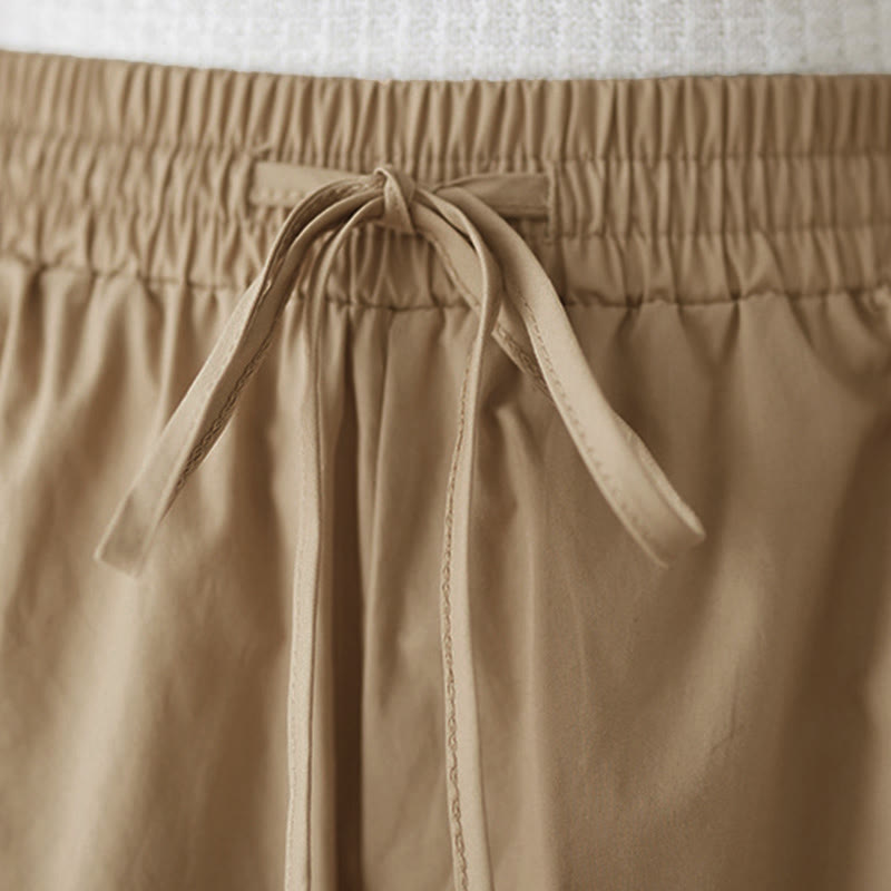 Buddha Stones Pantalon Capri court à jambes larges pour femme, avec boutons sur le côté et poches - image 22
