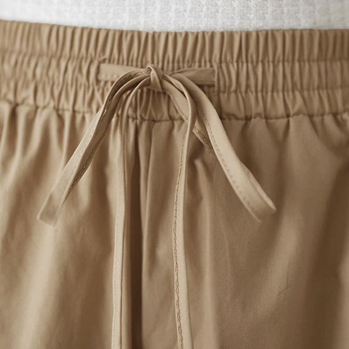 Buddha Stones Pantalon Capri court à jambes larges pour femme, avec boutons sur le côté et poches - image 22