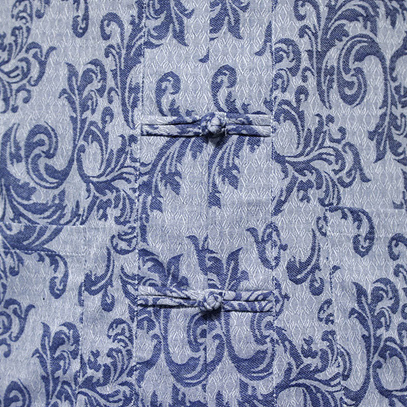 Buddha Stones Chemise à manches courtes pour homme Tang Suit, motif floral d'été, fermeture à boutons brandebourg et poches - image 12