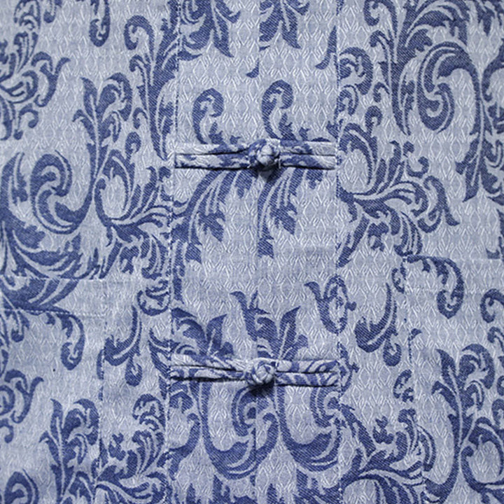 Buddha Stones Chemise à manches courtes pour homme Tang Suit, motif floral d'été, fermeture à boutons brandebourg et poches - image 12