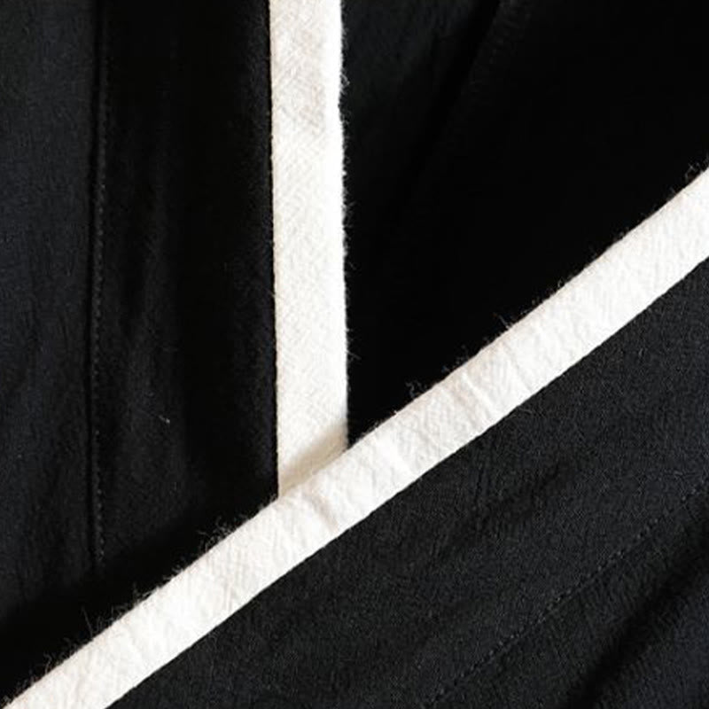 Buddha Stones Kimono en coton pour homme, manches courtes, motif grue brodée et nuage porte-bonheur - image 7