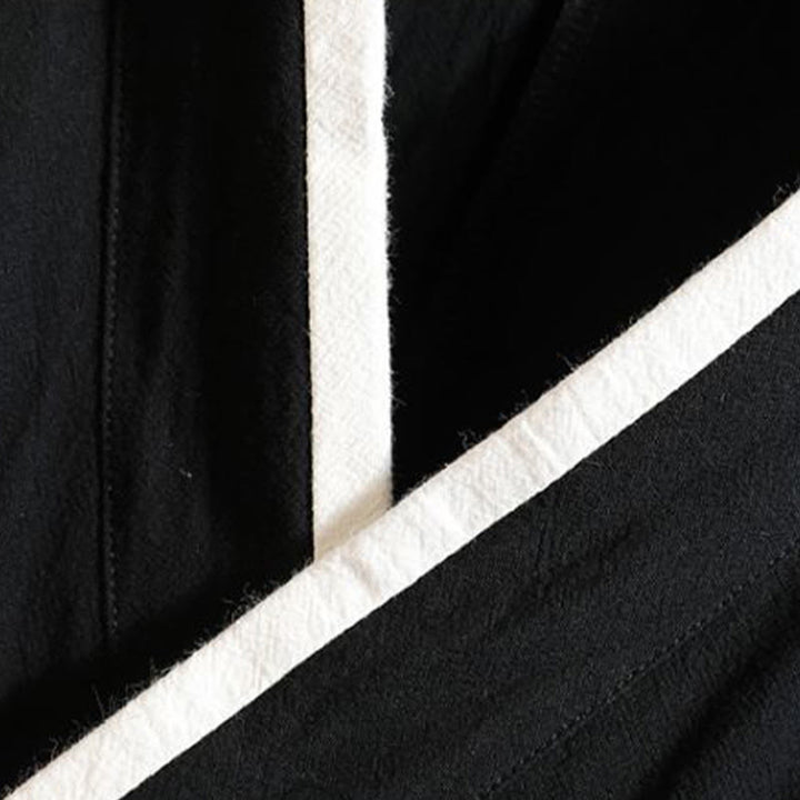 Buddha Stones Kimono en coton pour homme, manches courtes, motif grue brodée et nuage porte-bonheur - image 7