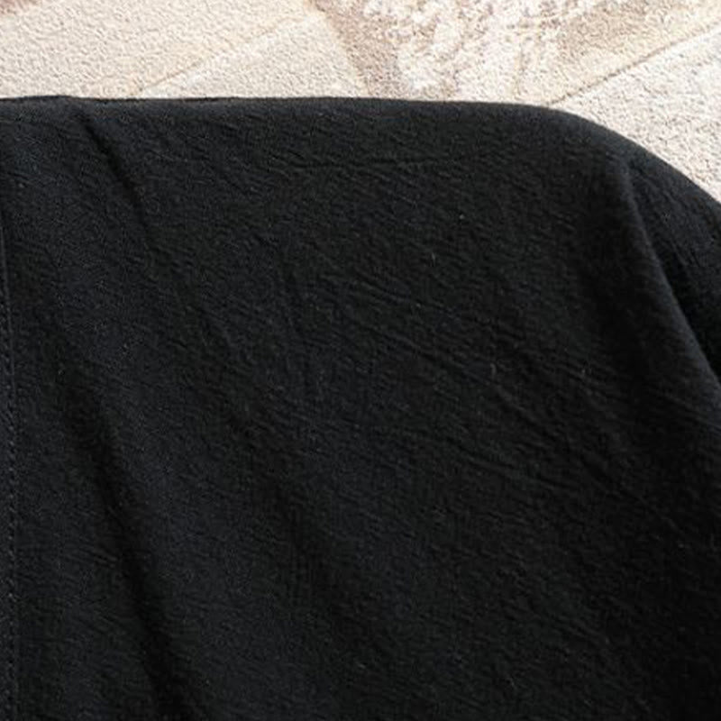 Buddha Stones Kimono en coton pour homme, manches courtes, motif grue brodée et nuage porte-bonheur - image 9