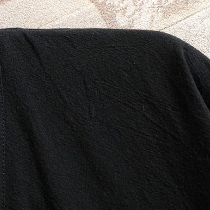 Buddha Stones Kimono en coton pour homme, manches courtes, motif grue brodée et nuage porte-bonheur - image 9
