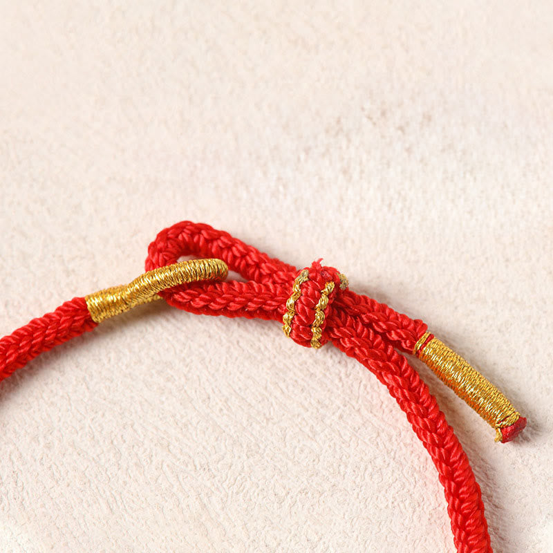 Buddha Stones Bracelet porte-bonheur en cuivre et fil rouge, symbole Fu et lotus, année du Cheval - image 16