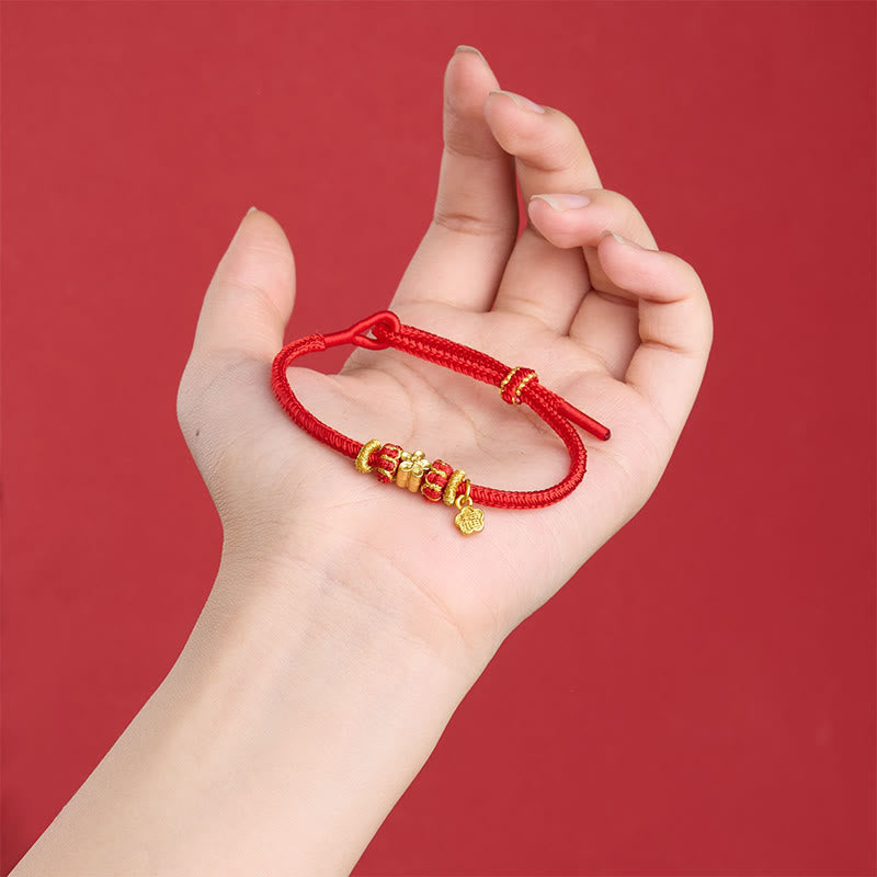 Buddha Stones Bracelet porte-bonheur Om Mani Padme Hum Fu en cuivre et fil rouge - image 14