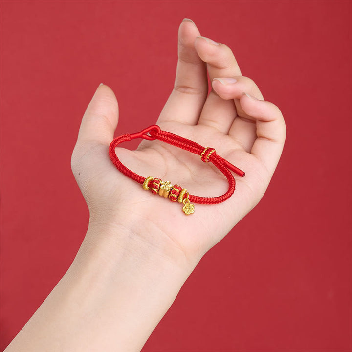 Buddha Stones Bracelet porte-bonheur Om Mani Padme Hum Fu en cuivre et fil rouge - image 14