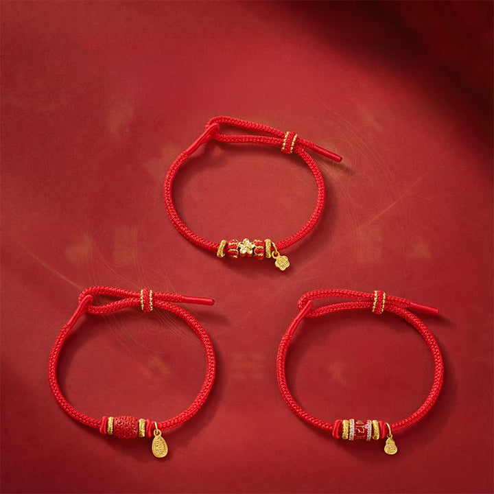 Buddha Stones Bracelet porte-bonheur Om Mani Padme Hum Fu en cuivre et fil rouge - image 15