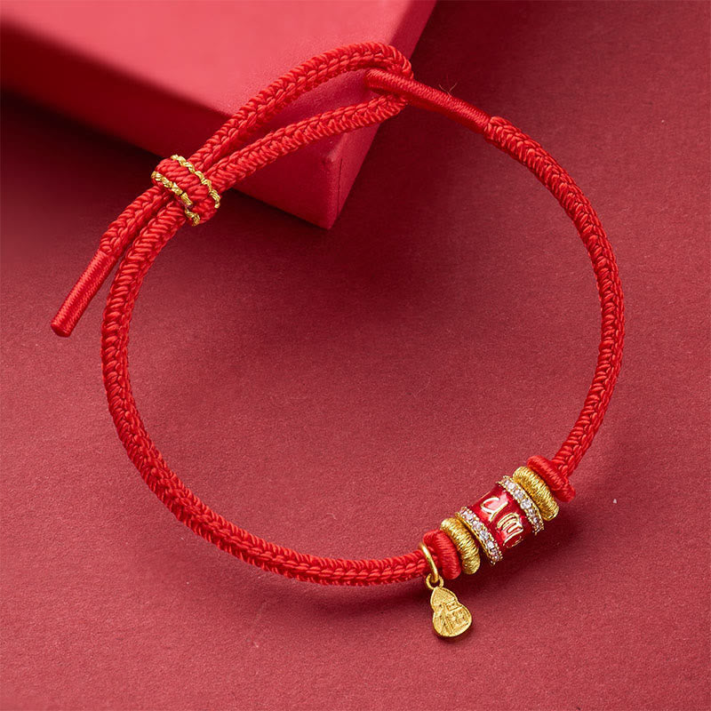 Buddha Stones Bracelet porte-bonheur Om Mani Padme Hum Fu en cuivre et fil rouge - image 1