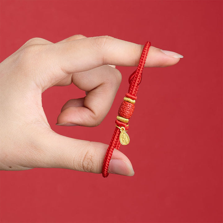 Buddha Stones Bracelet porte-bonheur Om Mani Padme Hum Fu en cuivre et fil rouge - image 11