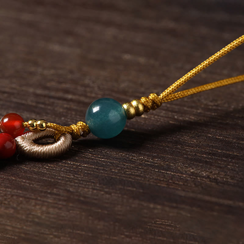 Buddha Stones Décoration de téléphone Liuli porte-bonheur, année du Cheval, cuivre, cinabre, calcédoine bleue, agate rouge, Liuli - image 9